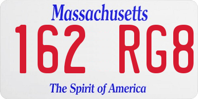 MA license plate 162RG8