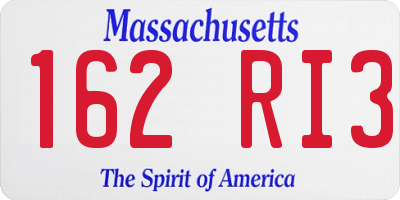 MA license plate 162RI3
