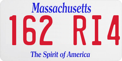 MA license plate 162RI4