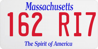 MA license plate 162RI7