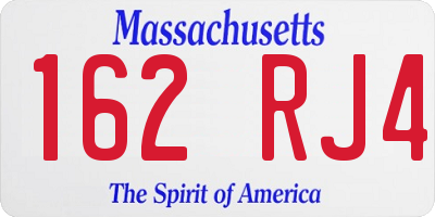 MA license plate 162RJ4