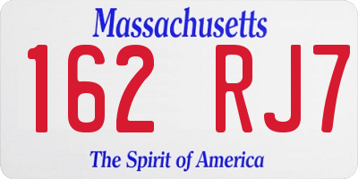 MA license plate 162RJ7