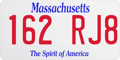 MA license plate 162RJ8