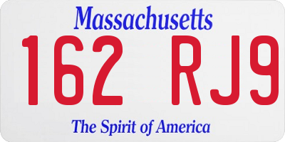 MA license plate 162RJ9
