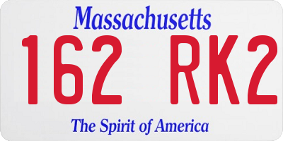 MA license plate 162RK2