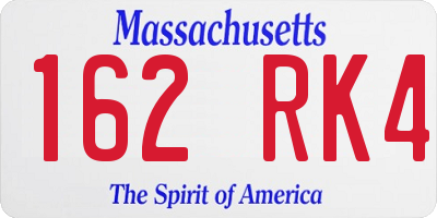 MA license plate 162RK4