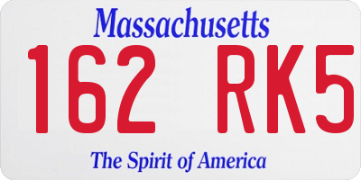 MA license plate 162RK5