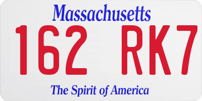 MA license plate 162RK7