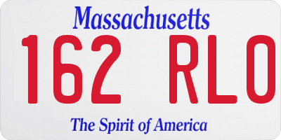 MA license plate 162RL0