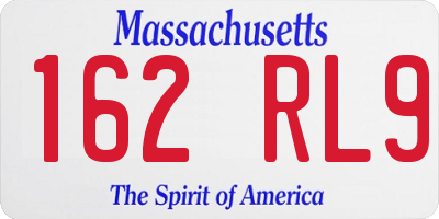 MA license plate 162RL9
