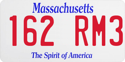 MA license plate 162RM3