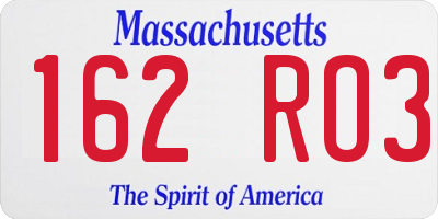 MA license plate 162RO3