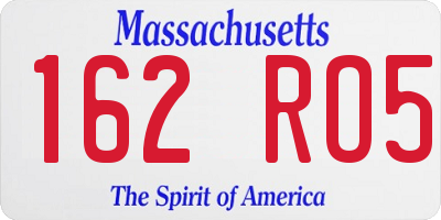 MA license plate 162RO5