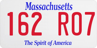 MA license plate 162RO7