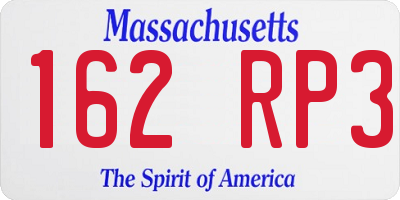 MA license plate 162RP3