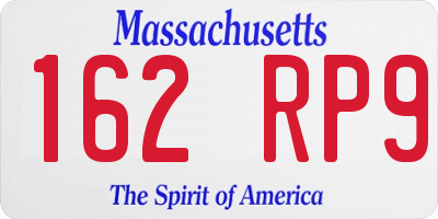 MA license plate 162RP9