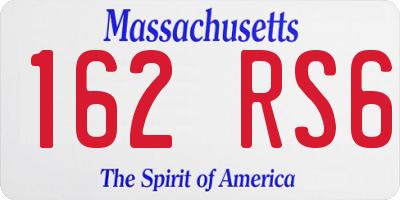 MA license plate 162RS6