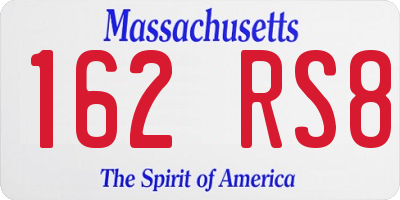MA license plate 162RS8