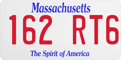 MA license plate 162RT6