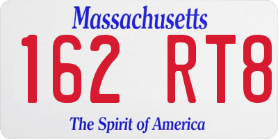 MA license plate 162RT8