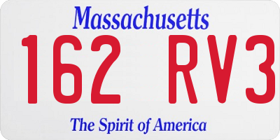 MA license plate 162RV3