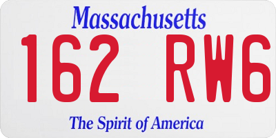 MA license plate 162RW6