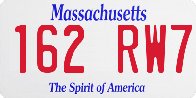 MA license plate 162RW7