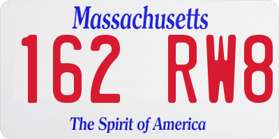 MA license plate 162RW8