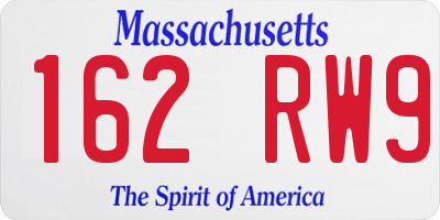 MA license plate 162RW9