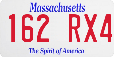 MA license plate 162RX4