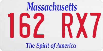 MA license plate 162RX7