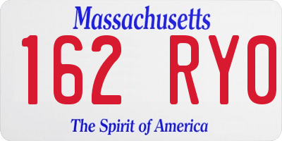 MA license plate 162RY0