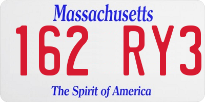 MA license plate 162RY3