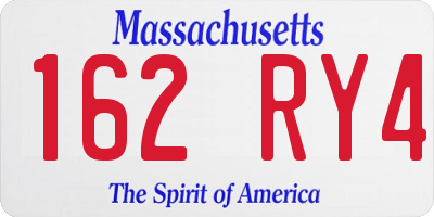 MA license plate 162RY4