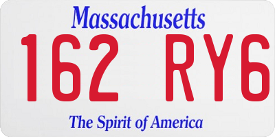MA license plate 162RY6
