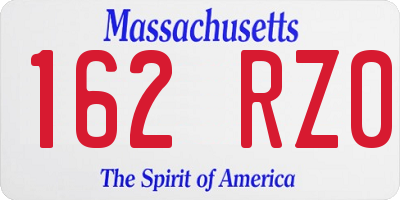 MA license plate 162RZ0