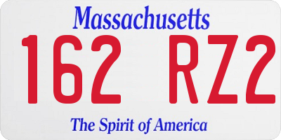 MA license plate 162RZ2