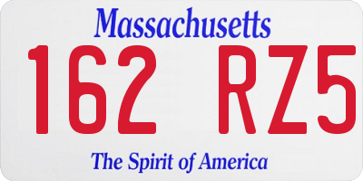 MA license plate 162RZ5