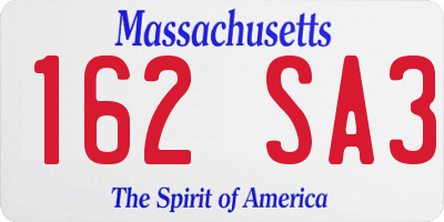 MA license plate 162SA3