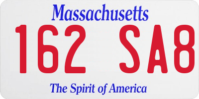 MA license plate 162SA8