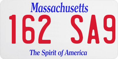 MA license plate 162SA9