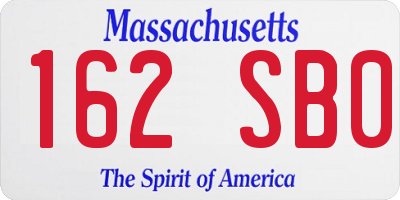MA license plate 162SB0