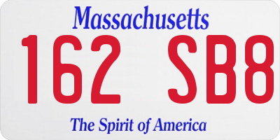 MA license plate 162SB8