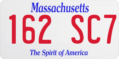 MA license plate 162SC7
