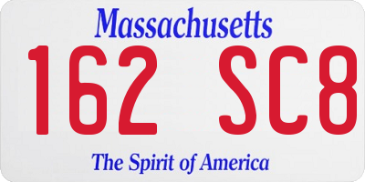 MA license plate 162SC8