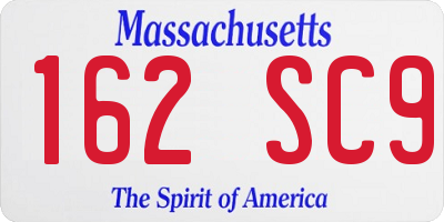 MA license plate 162SC9