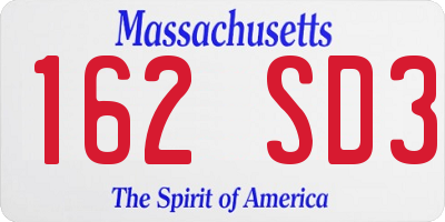 MA license plate 162SD3
