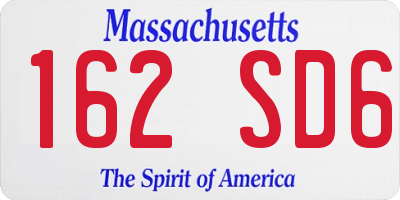 MA license plate 162SD6