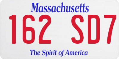 MA license plate 162SD7