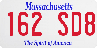 MA license plate 162SD8
